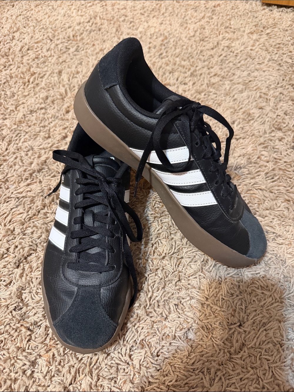 Black and White Adidas Sneakers with Gum Sole